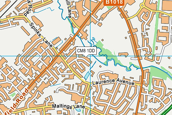 CM8 1DD map - OS VectorMap District (Ordnance Survey)