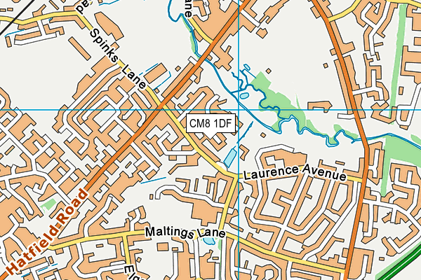 CM8 1DF map - OS VectorMap District (Ordnance Survey)