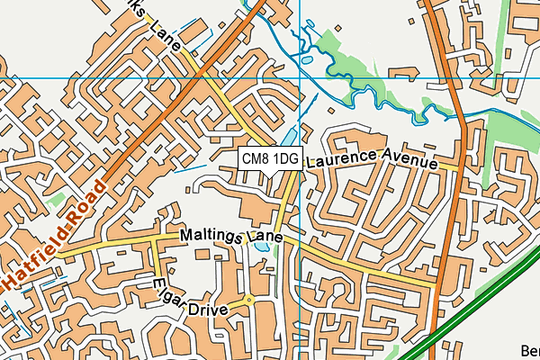 CM8 1DG map - OS VectorMap District (Ordnance Survey)