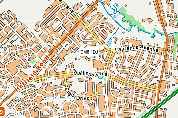 CM8 1DJ map - OS VectorMap District (Ordnance Survey)