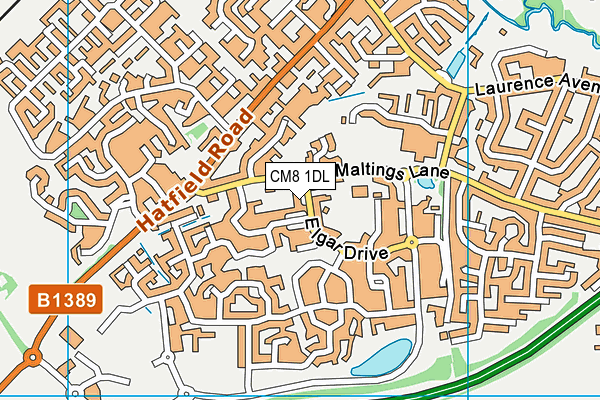 CM8 1DL map - OS VectorMap District (Ordnance Survey)