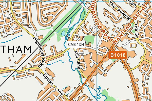 CM8 1DN map - OS VectorMap District (Ordnance Survey)