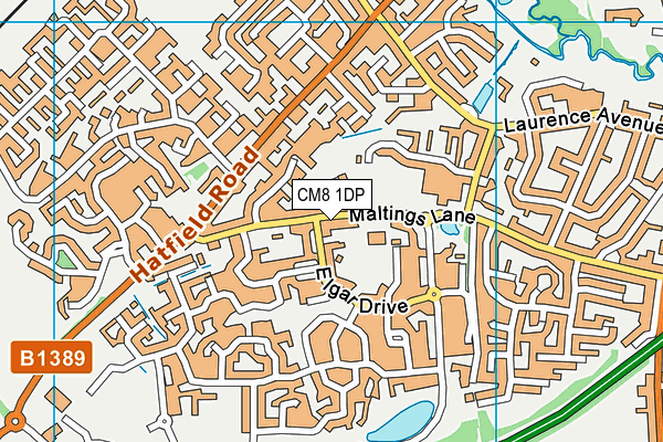 CM8 1DP map - OS VectorMap District (Ordnance Survey)