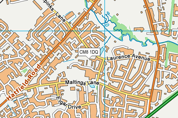CM8 1DQ map - OS VectorMap District (Ordnance Survey)