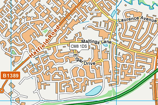 CM8 1DS map - OS VectorMap District (Ordnance Survey)