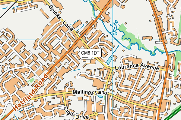CM8 1DT map - OS VectorMap District (Ordnance Survey)