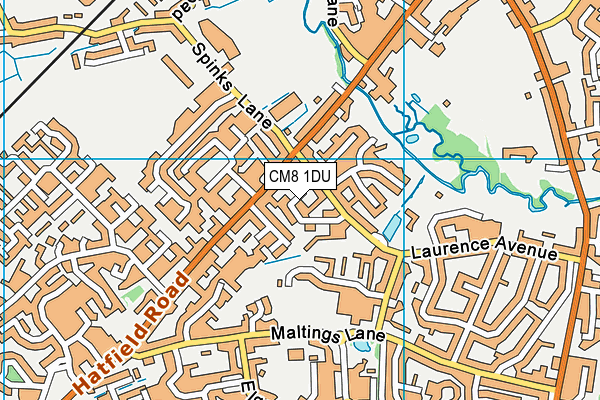 CM8 1DU map - OS VectorMap District (Ordnance Survey)