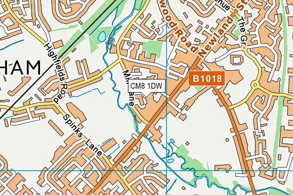 CM8 1DW map - OS VectorMap District (Ordnance Survey)