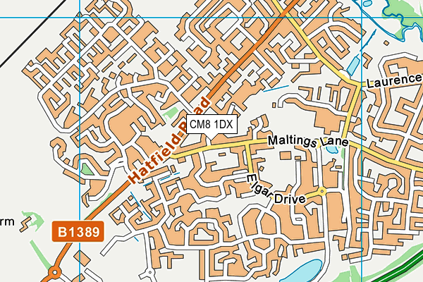 CM8 1DX map - OS VectorMap District (Ordnance Survey)