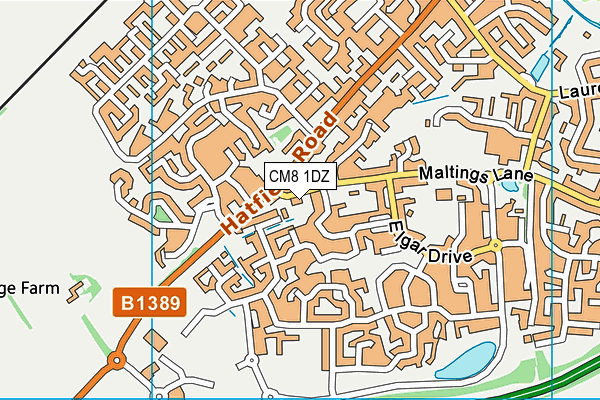 CM8 1DZ map - OS VectorMap District (Ordnance Survey)