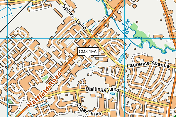 CM8 1EA map - OS VectorMap District (Ordnance Survey)