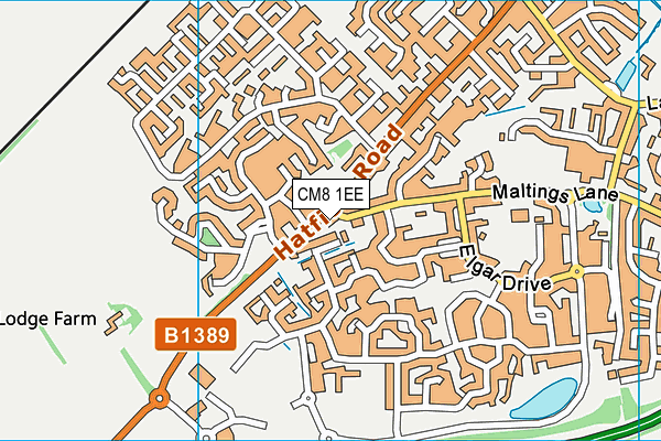 CM8 1EE map - OS VectorMap District (Ordnance Survey)