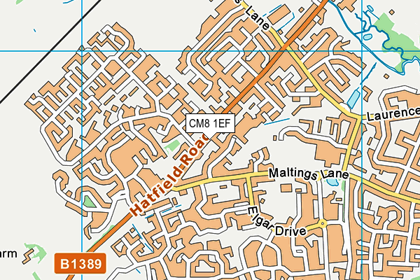 CM8 1EF map - OS VectorMap District (Ordnance Survey)