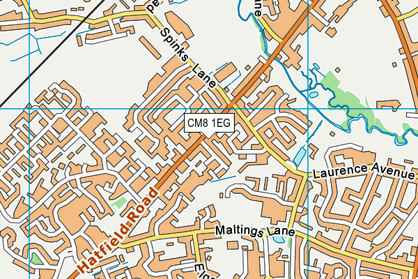 CM8 1EG map - OS VectorMap District (Ordnance Survey)