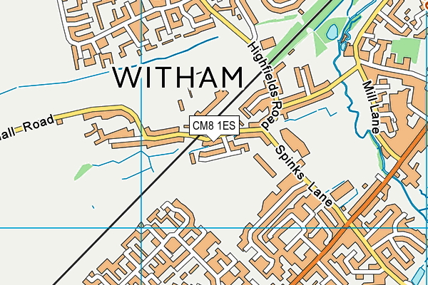 CM8 1ES map - OS VectorMap District (Ordnance Survey)