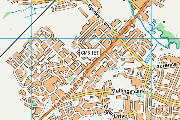 CM8 1ET map - OS VectorMap District (Ordnance Survey)