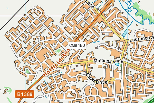 CM8 1EU map - OS VectorMap District (Ordnance Survey)