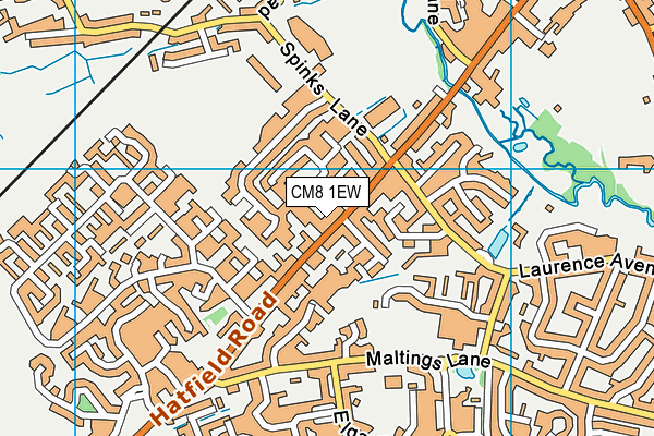 CM8 1EW map - OS VectorMap District (Ordnance Survey)