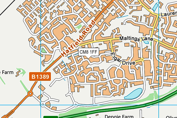 CM8 1FF map - OS VectorMap District (Ordnance Survey)