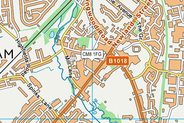 CM8 1FG map - OS VectorMap District (Ordnance Survey)
