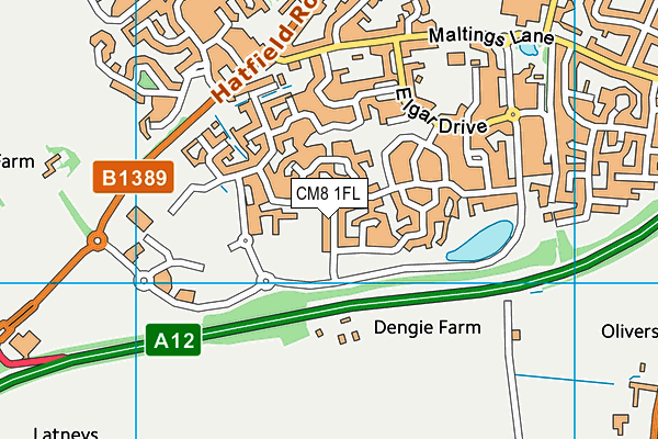 CM8 1FL map - OS VectorMap District (Ordnance Survey)