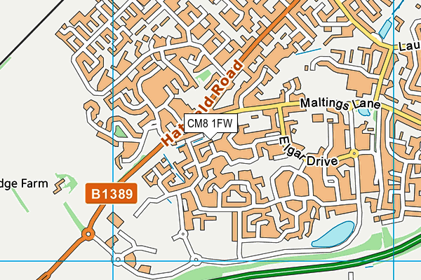 CM8 1FW map - OS VectorMap District (Ordnance Survey)