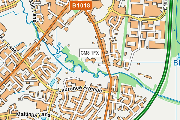 CM8 1FX map - OS VectorMap District (Ordnance Survey)