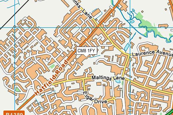 CM8 1FY map - OS VectorMap District (Ordnance Survey)