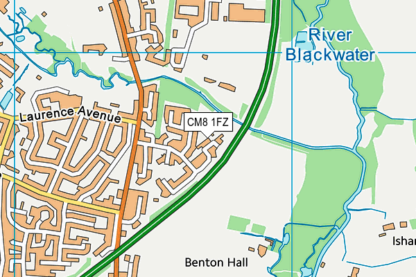 CM8 1FZ map - OS VectorMap District (Ordnance Survey)