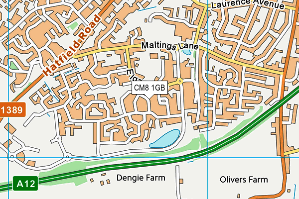 CM8 1GB map - OS VectorMap District (Ordnance Survey)