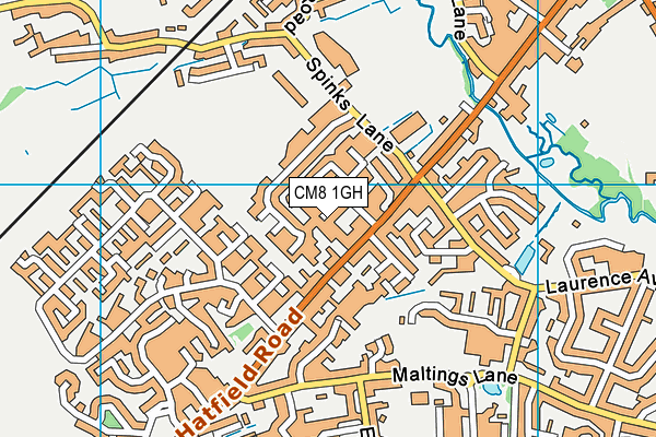 CM8 1GH map - OS VectorMap District (Ordnance Survey)