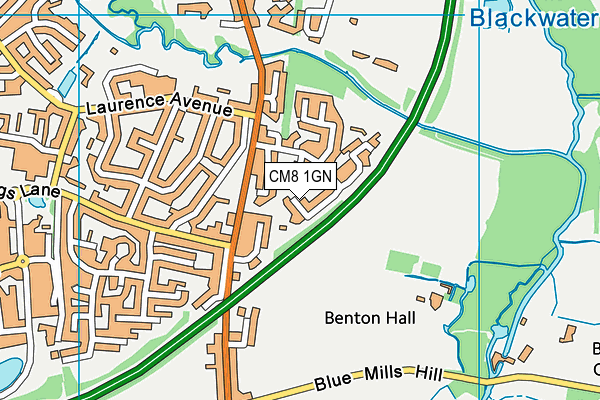 CM8 1GN map - OS VectorMap District (Ordnance Survey)