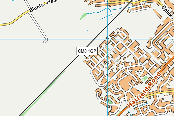 CM8 1GP map - OS VectorMap District (Ordnance Survey)