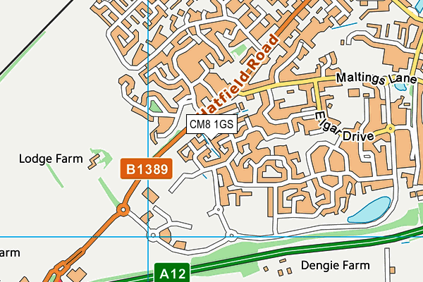 CM8 1GS map - OS VectorMap District (Ordnance Survey)