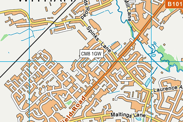 CM8 1GW map - OS VectorMap District (Ordnance Survey)