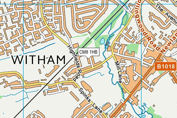 CM8 1HB map - OS VectorMap District (Ordnance Survey)