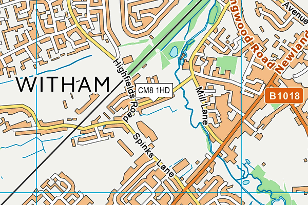 CM8 1HD map - OS VectorMap District (Ordnance Survey)