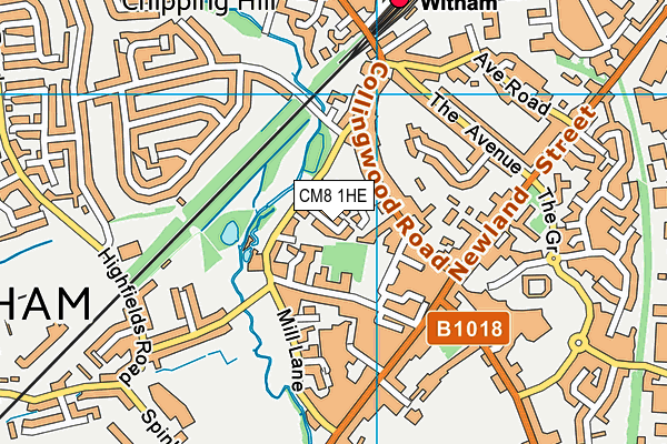 CM8 1HE map - OS VectorMap District (Ordnance Survey)