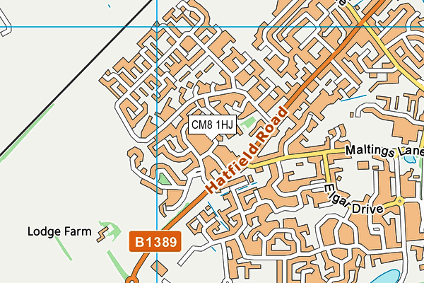 CM8 1HJ map - OS VectorMap District (Ordnance Survey)