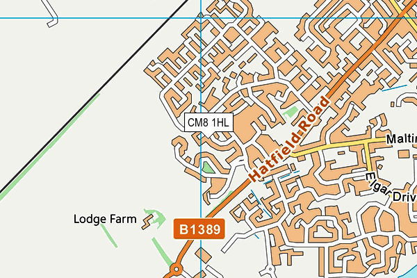 CM8 1HL map - OS VectorMap District (Ordnance Survey)