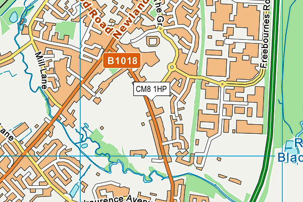 CM8 1HP map - OS VectorMap District (Ordnance Survey)
