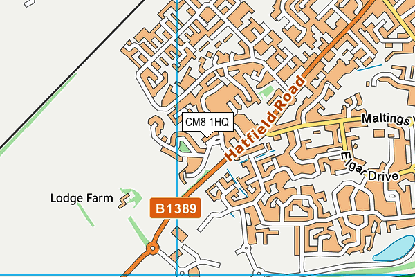 CM8 1HQ map - OS VectorMap District (Ordnance Survey)