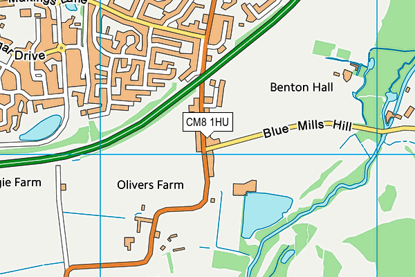 CM8 1HU map - OS VectorMap District (Ordnance Survey)