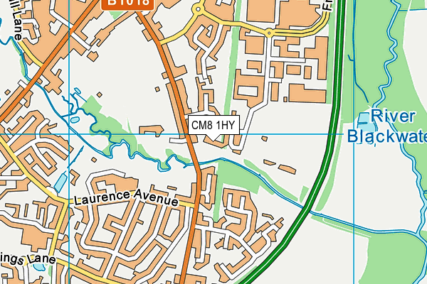 CM8 1HY map - OS VectorMap District (Ordnance Survey)