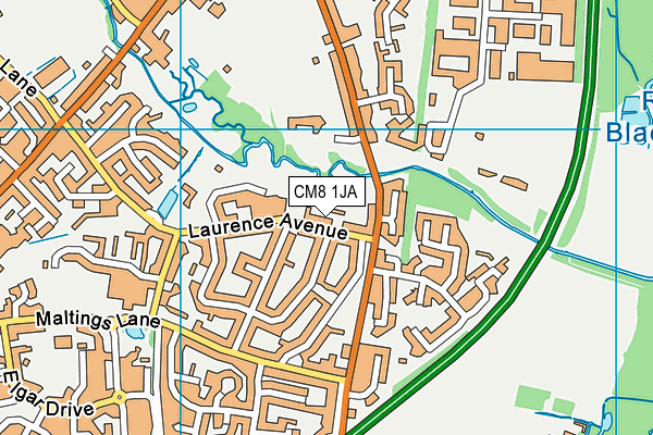 CM8 1JA map - OS VectorMap District (Ordnance Survey)