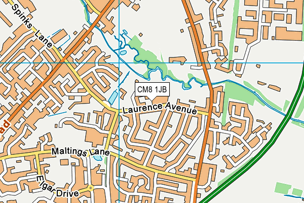 CM8 1JB map - OS VectorMap District (Ordnance Survey)