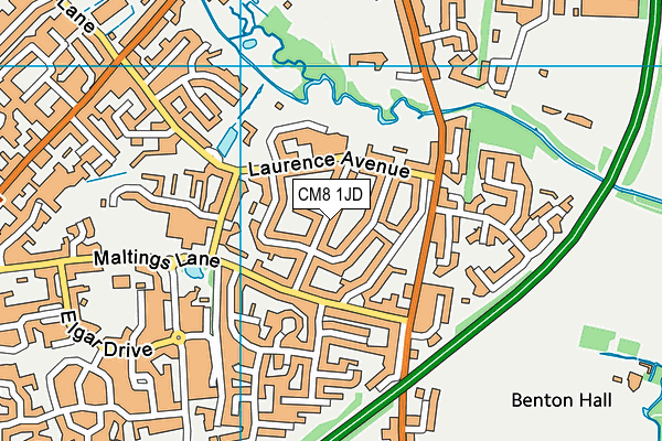 CM8 1JD map - OS VectorMap District (Ordnance Survey)