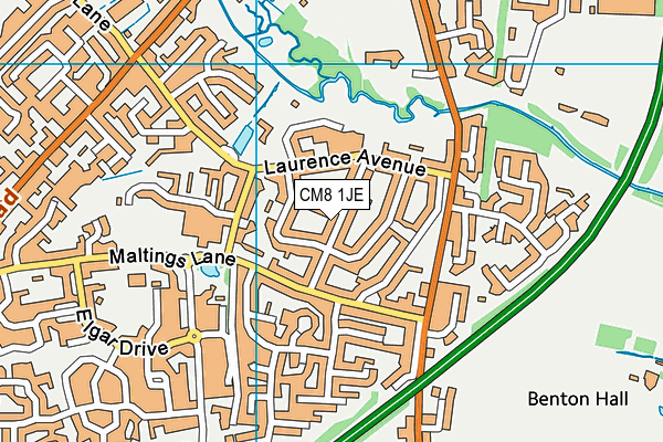 CM8 1JE map - OS VectorMap District (Ordnance Survey)