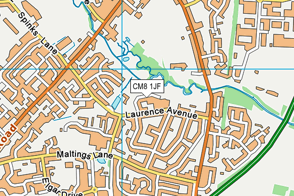 CM8 1JF map - OS VectorMap District (Ordnance Survey)