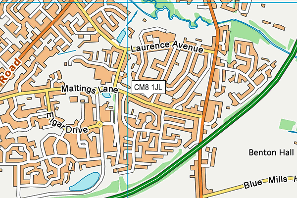 CM8 1JL map - OS VectorMap District (Ordnance Survey)